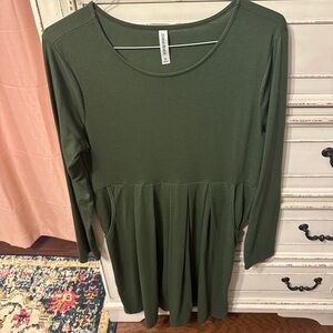 Casual Green Long Sleeve Dress